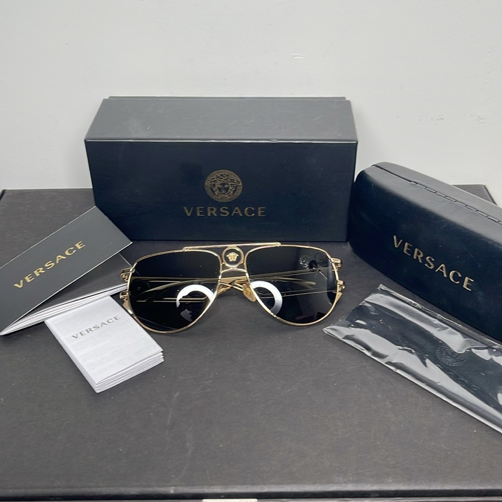 Versace Gold Aviator Sunglasses - Picture 9 of 10